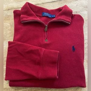 Polo by Ralph Lauren‎ Men’s Large Red Cotton Quarter Zip Long Sleeve Pullover